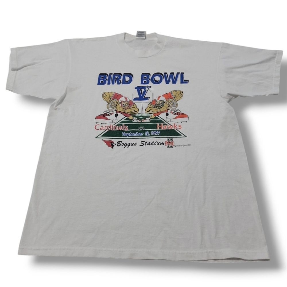 90s Vintage Fruit Of The Loom Shirt Size XL Football Graphic Print T-Shirt White